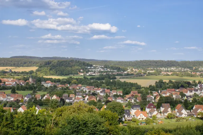 Ausblick auf das Leinetal von der Greener Burg